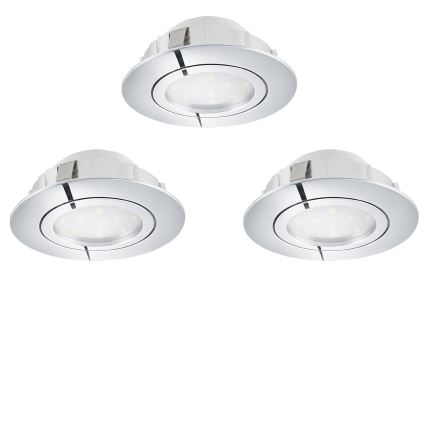 Eglo 78761 - SET 3x LED Dimmable recessed light PINEDA 1xLED/6W/230V 3000K shiny chrome