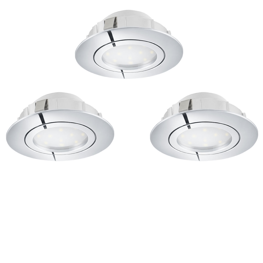 Eglo 78761 - SET 3x LED Dimmable recessed light PINEDA 1xLED/6W/230V 3000K shiny chrome