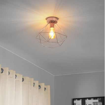 Eglo 79256 - Surface-mounted chandelier BYRON 1xE27/60W/230V copper