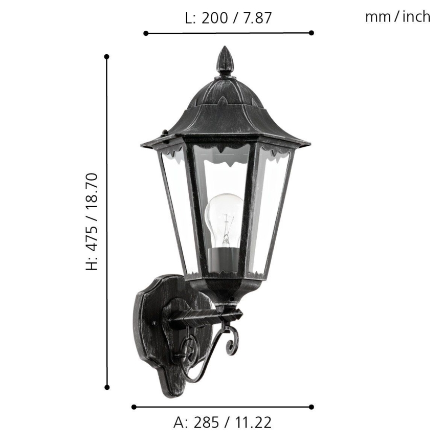 Eglo 79267 - Outdoor wall light NAVEDO 1xE27/60W/230V IP44