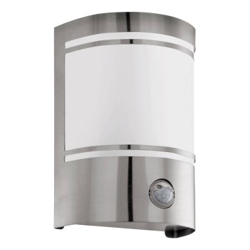 Eglo 79284 - Outdoor wall light with a sensor CERNO 1xE27/40W/230V shiny chrome IP44