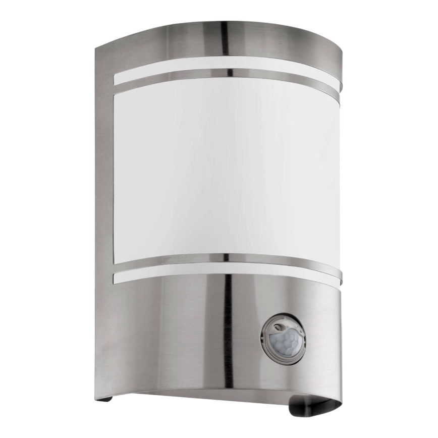 Eglo 79284 - Outdoor wall light with a sensor CERNO 1xE27/40W/230V shiny chrome IP44