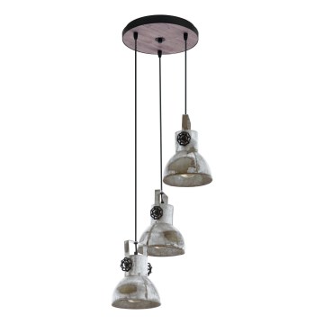 Eglo 79371 - BARNSTAPLE cable-hung pendant light, 3xE27/40W/230V, brown with patina finish