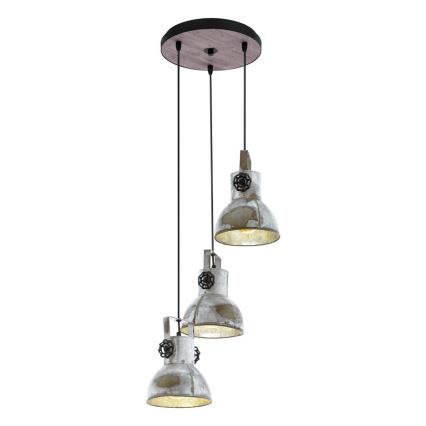 Eglo 79371 - BARNSTAPLE cable-hung pendant light, 3xE27/40W/230V, brown with patina finish