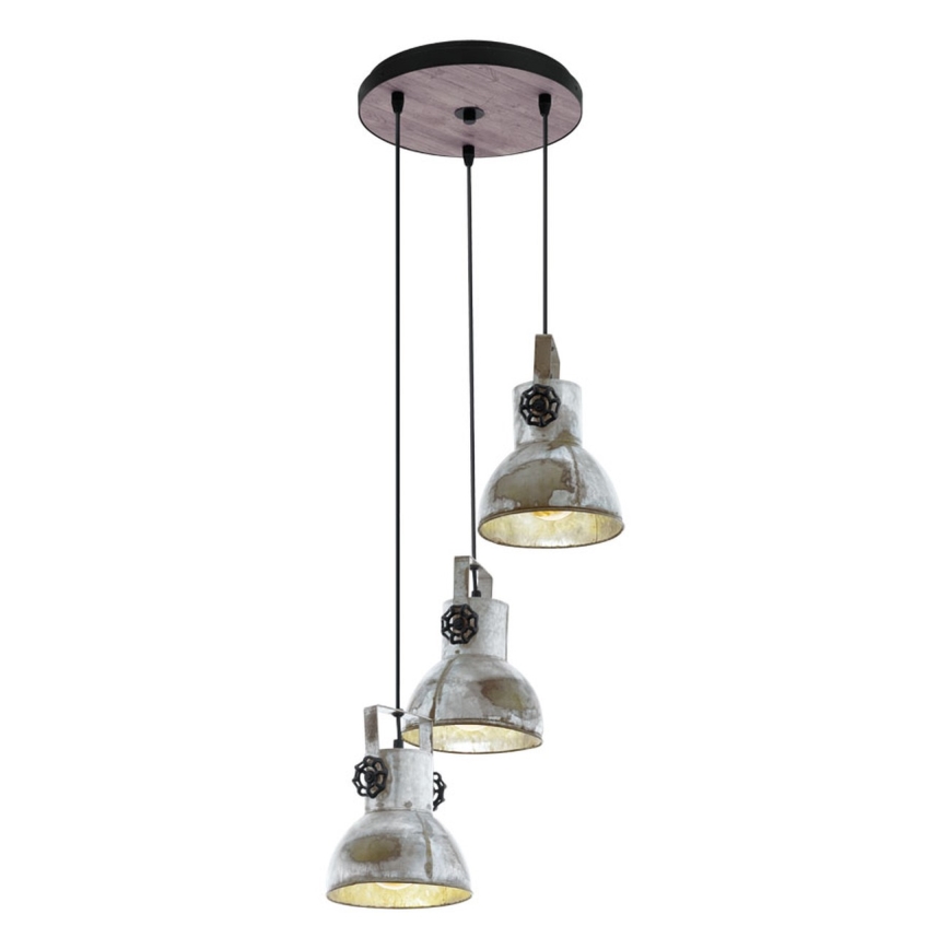 Eglo 79371 - BARNSTAPLE cable-hung pendant light, 3xE27/40W/230V, brown with patina finish