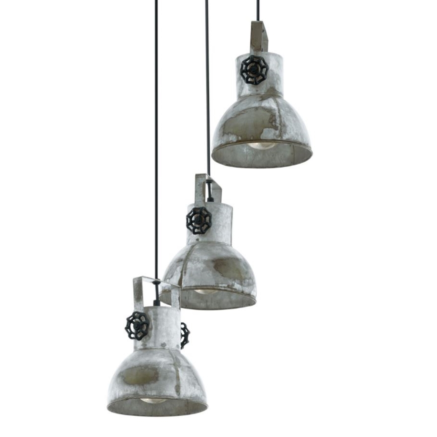 Eglo 79371 - BARNSTAPLE cable-hung pendant light, 3xE27/40W/230V, brown with patina finish