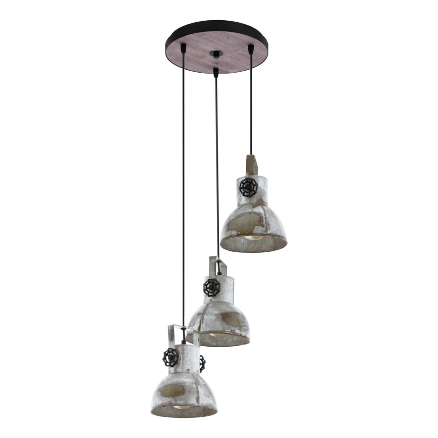 Eglo 79371 - BARNSTAPLE cable-hung pendant light, 3xE27/40W/230V, brown with patina finish