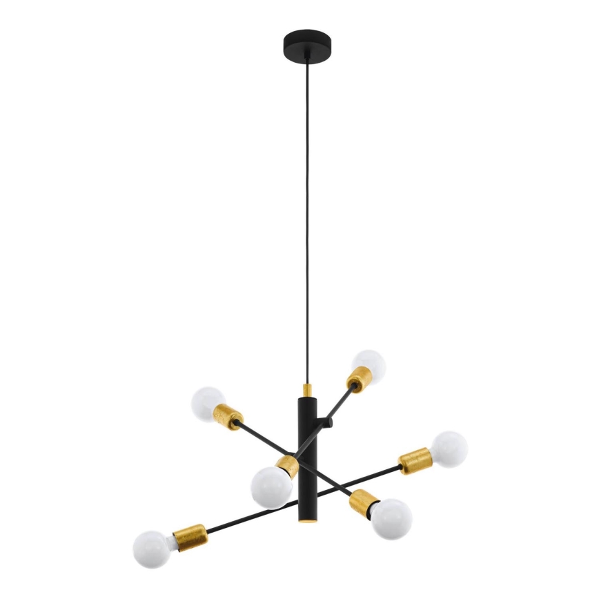 Eglo 79453 - Chandelier on a string SAN ROBERTO 6xE27/60W/230V black/gold
