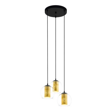 Eglo 79458 - Cable-suspended pendant BOLSANO 3xE27/28W/230V gold/black