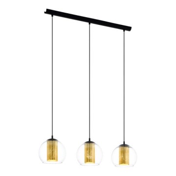 Eglo 79461 - Cable-suspended pendant lamp BOLSANO 3xE27/28W/230V gold/black