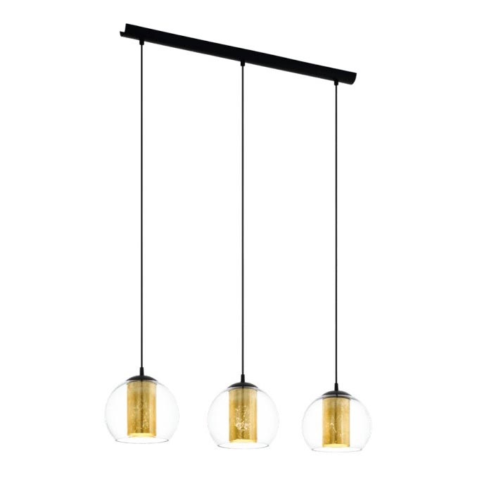Eglo 79461 - Cable-suspended pendant lamp BOLSANO 3xE27/28W/230V gold/black