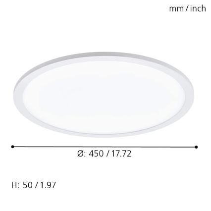 Eglo 79469 - LED Dimmable ceiling light POZZALLO LED/21W/230V 2700-6500K white + remote control