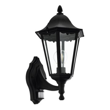 Eglo 79556 - Outdoor wall light with a sensor SANTA LUCIA 1xE27/60W/230V IP44 black