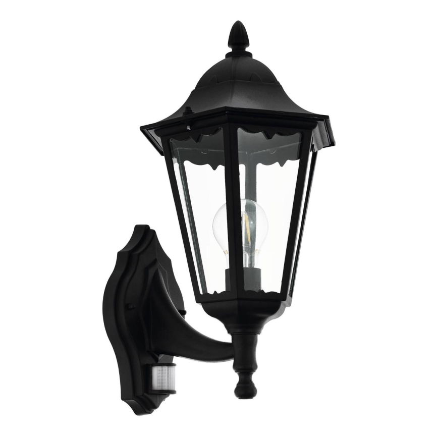 Eglo 79556 - Outdoor wall light with a sensor SANTA LUCIA 1xE27/60W/230V IP44 black