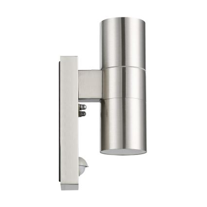 Eglo 79594- LED Outdoor wall light with a sensor ARAPONGAS 2xGU10/2,8W/230V IP44 matte chrome