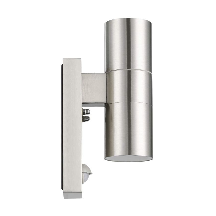 Eglo 79594- LED Outdoor wall light with a sensor ARAPONGAS 2xGU10/2,8W/230V IP44 matte chrome
