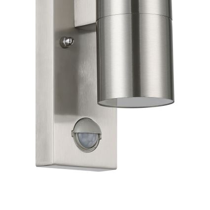 Eglo 79594- LED Outdoor wall light with a sensor ARAPONGAS 2xGU10/2,8W/230V IP44 matte chrome