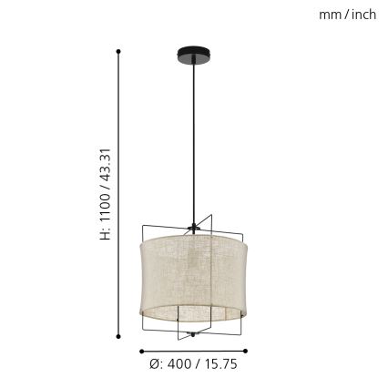 Eglo 79644 - BRIDEKIRK pendant light on cable 1xE27/40W/230V