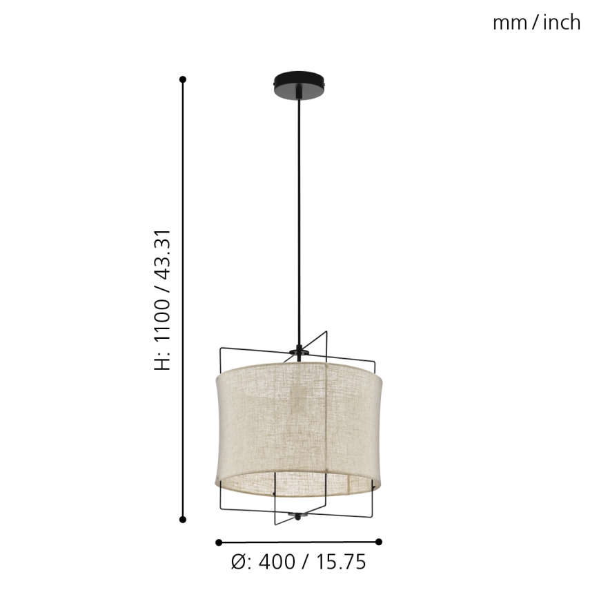 Eglo 79644 - BRIDEKIRK pendant light on cable 1xE27/40W/230V