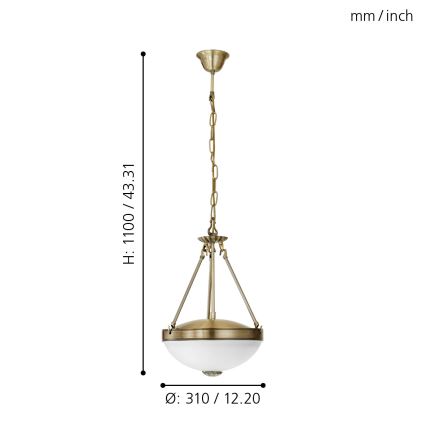 EGLO - Chandelier on a chain 2xE27/60W/230V bronze