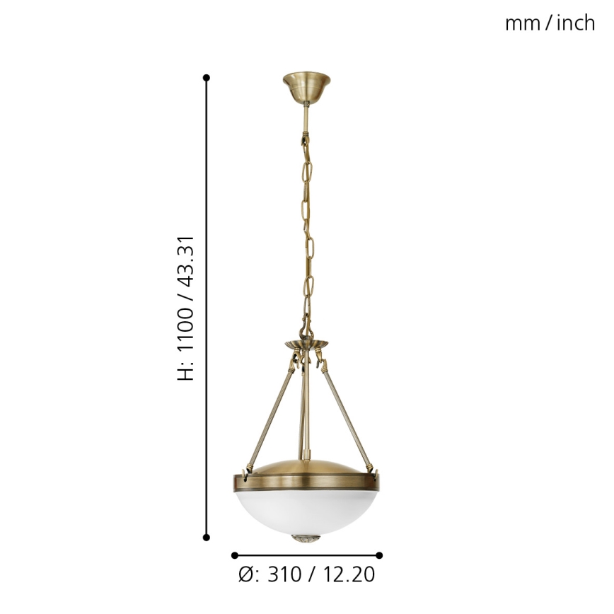 EGLO - Chandelier on a chain 2xE27/60W/230V bronze