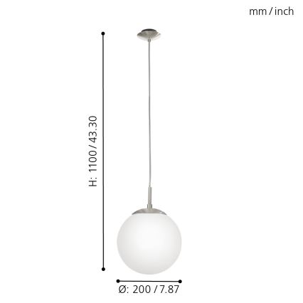 EGLO - Chandelier on a string 1xE27/60W/230V d. 20 cm