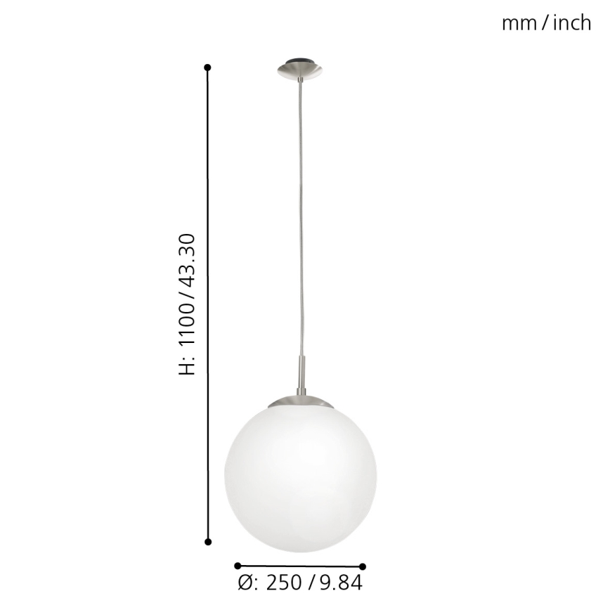 EGLO - Chandelier on a string 1xE27/60W/230V d. 25 cm white