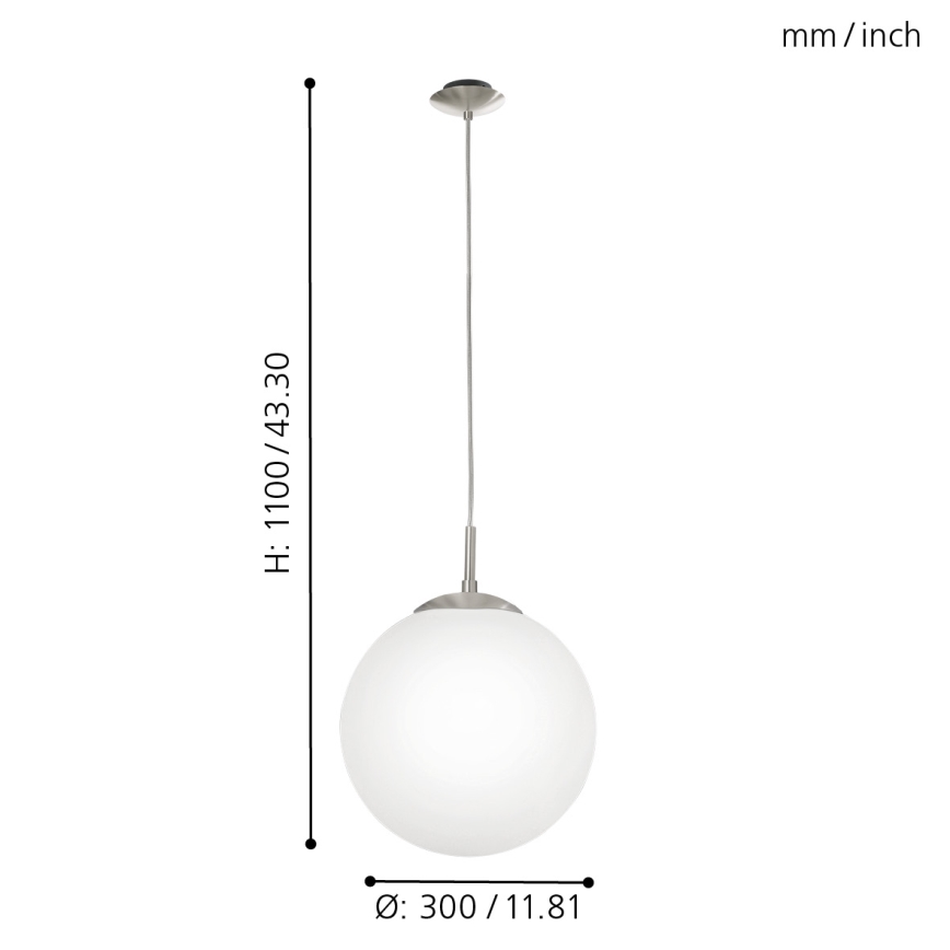 EGLO - Chandelier on a string 1xE27/60W/230V d. 30 cm white
