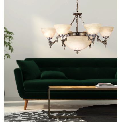 Eglo - Chandelier on a chain 9xE14/60W alabaster glass