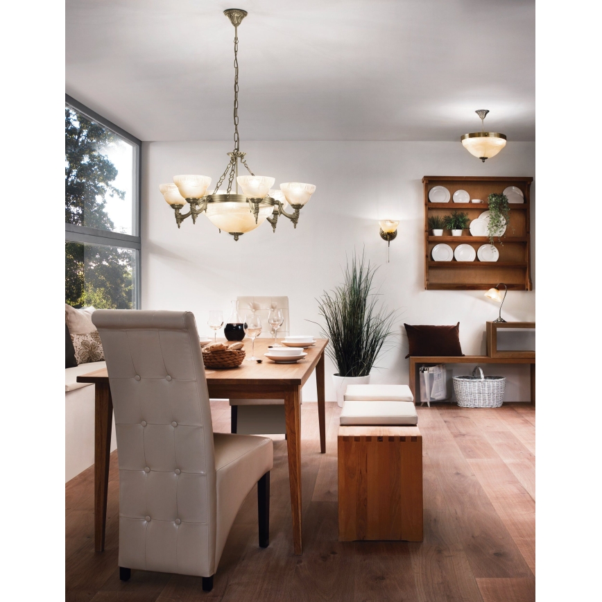 Eglo - Chandelier on a chain 9xE14/60W alabaster glass