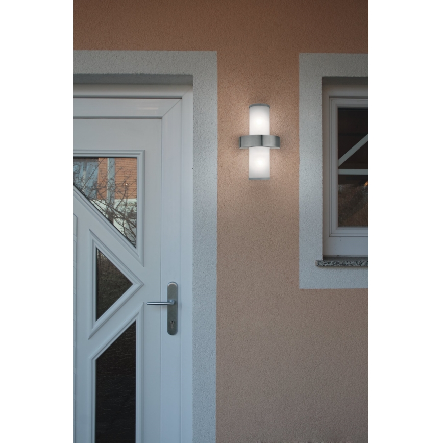 EGLO - Outdoor wall light 2xE27/60W silver/white IP44