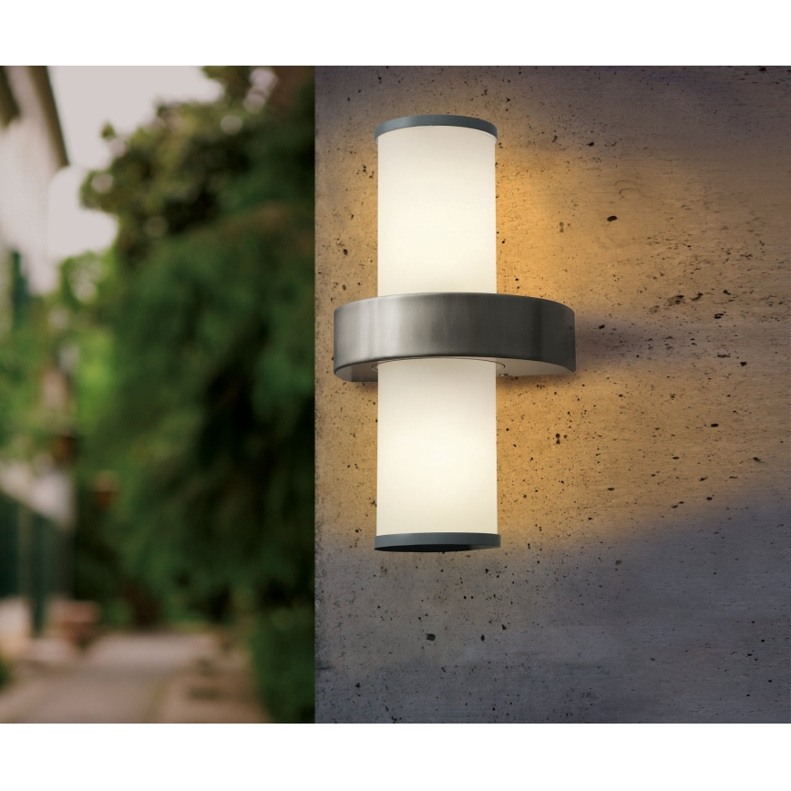 EGLO - Outdoor wall light 2xE27/60W silver/white IP44