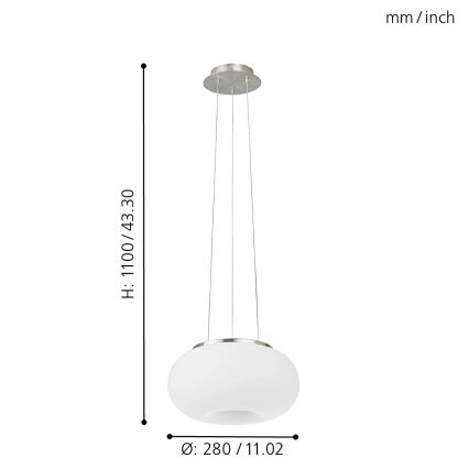 EGLO - Chandelier on a string OPTICA 2xE27/60W d. 28 cm