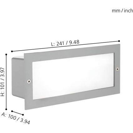 EGLO 88008 - ZIMBA Outdoor Recessed Light 1xE27/60W, Silver/White, IP44