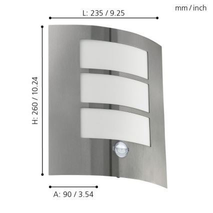 Eglo - Sensor outdoor wall light 1xE27/15W/230V IP44