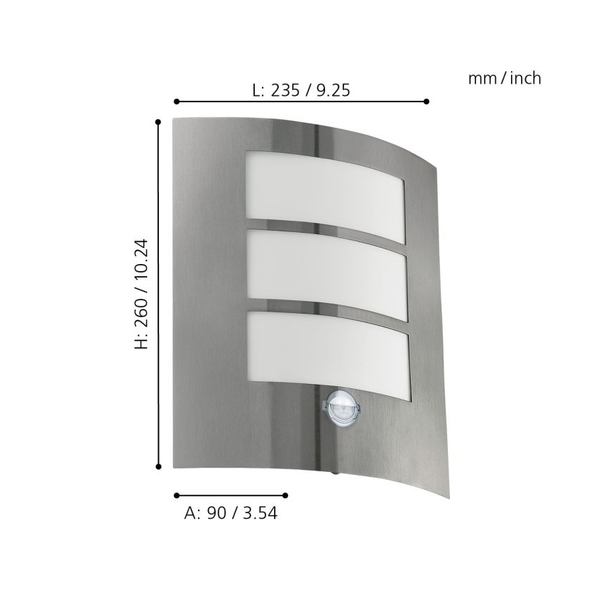 Eglo - Sensor outdoor wall light 1xE27/15W/230V IP44