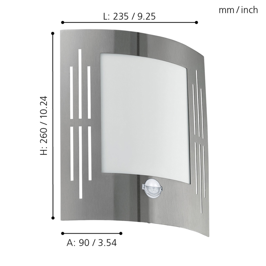 Eglo - Sensor outdoor wall light 1xE27/15W/230V IP44