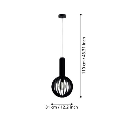 Eglo - Chandelier on a string 1xE27/40W/230V d. 31 cm black