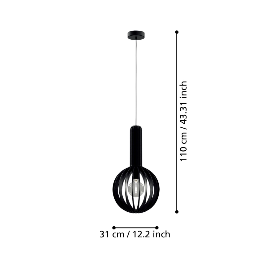 Eglo - Chandelier on a string 1xE27/40W/230V d. 31 cm black