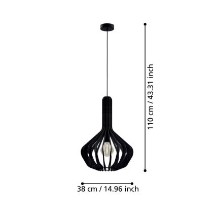 Eglo - Chandelier on a string 1xE27/40W/230V d. 38 cm black