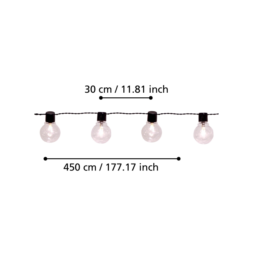 Eglo - LED Outdoor decorative chain 16xLED/0,064W/24V IP44 black