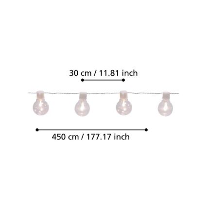 Eglo - LED Outdoor decorative chain 16xLED/0,064W/24V IP44 white