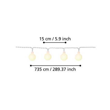 Eglo - LED Outdoor decorative chain 50xLED/0,066W/4,5V IP44