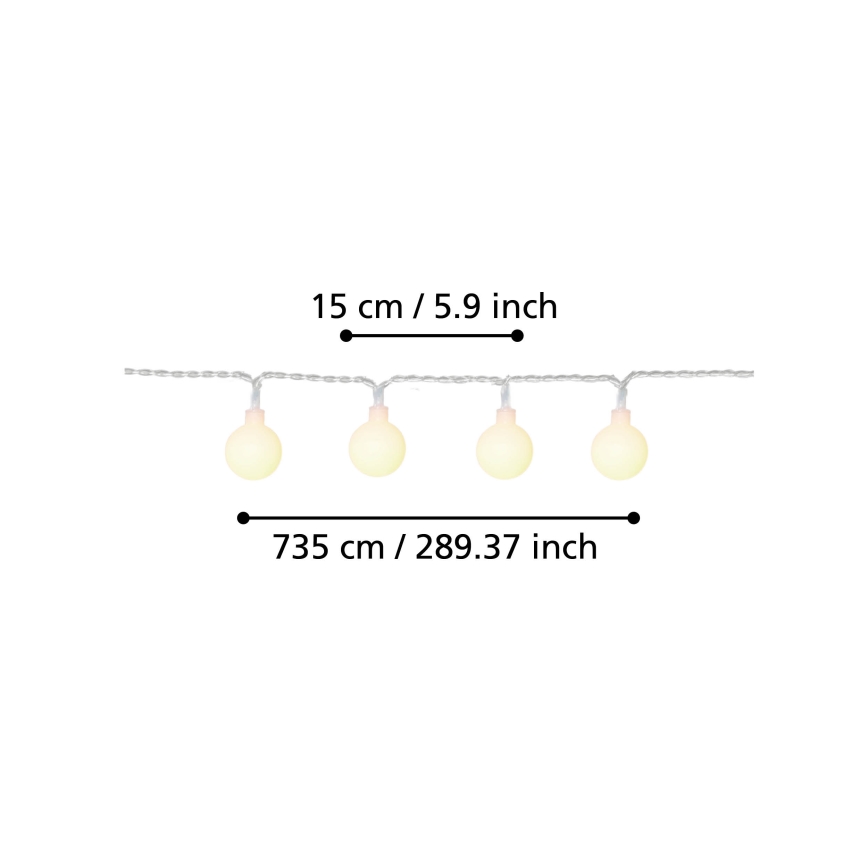 Eglo - LED Outdoor decorative chain 50xLED/0,066W/4,5V IP44