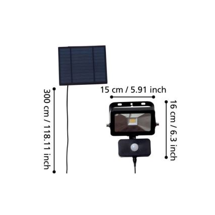 Eglo - LED Solar floodlight with a sensor 15xLED/0,03W/3,7V 2600 mAh IP44