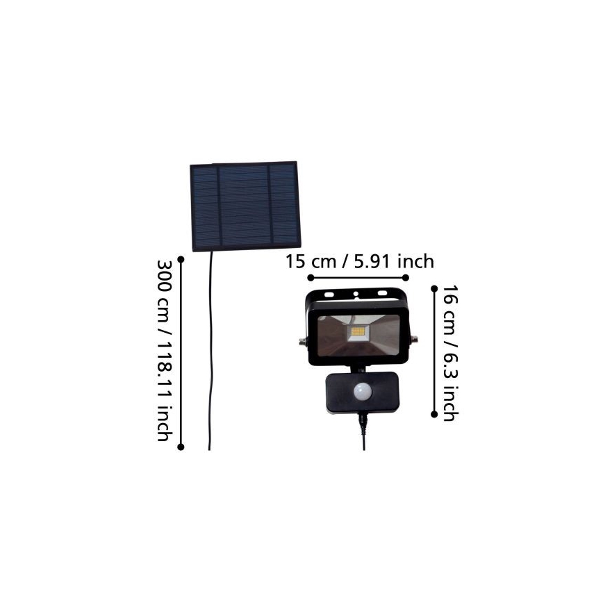Eglo - LED Solar floodlight with a sensor 15xLED/0,03W/3,7V 2600 mAh IP44