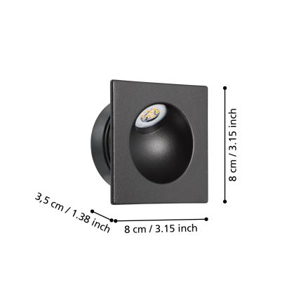 Eglo - LED Staircase light LED/2W/230V 3000K black