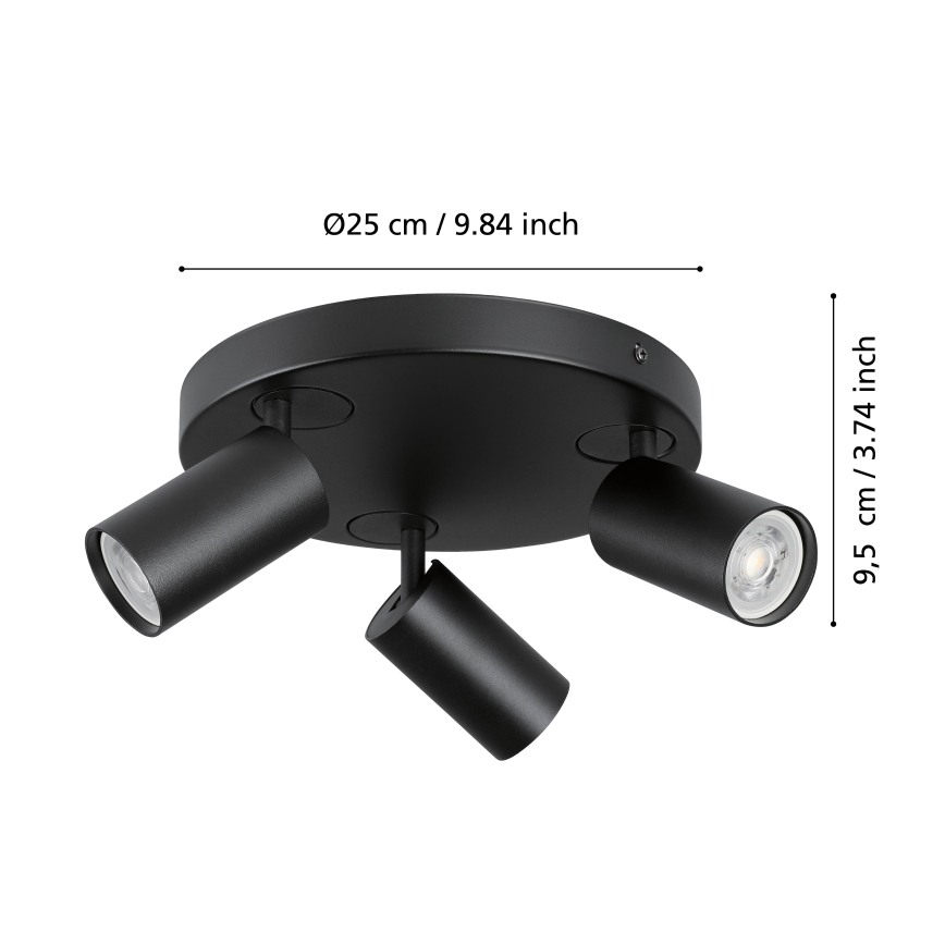 Eglo - LED RGBW Dimmable spotlight 3xGU10/4,9W/230V black