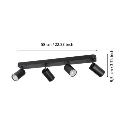 Eglo - LED RGBW Dimmable spotlight 4xGU10/4,9W/230V black