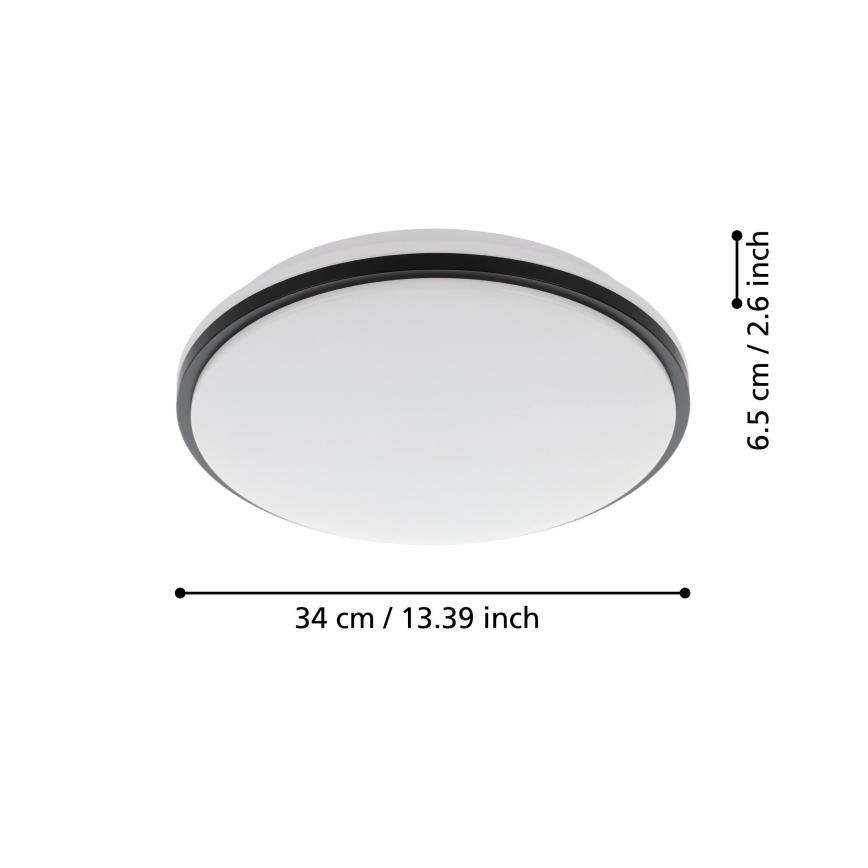 Eglo - LED Bathroom ceiling light LED/15,6W/230V IP44 black